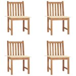 VIDAXL Chaises de jardin lot de 4 avec coussins Bois de teck massif