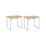 O'Camp Lot de 2 tables de camping pliables 4 places - O'Camp - Forme valise - 80 x 60 x 70 cm