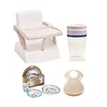 THERMOBABY Rehausseur de chaise pour enfant + Boîtes de conservation + Coffret vaisselle micro-ondes + Bavoir semi-rigide