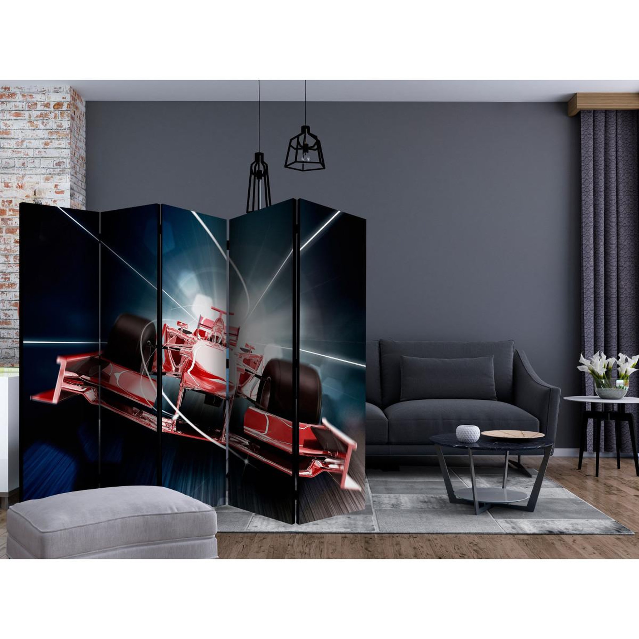 Voir la diapositive 2 : Paris Prix Paravent 5 volets  speed & dynamics of formula 1  172x225cm