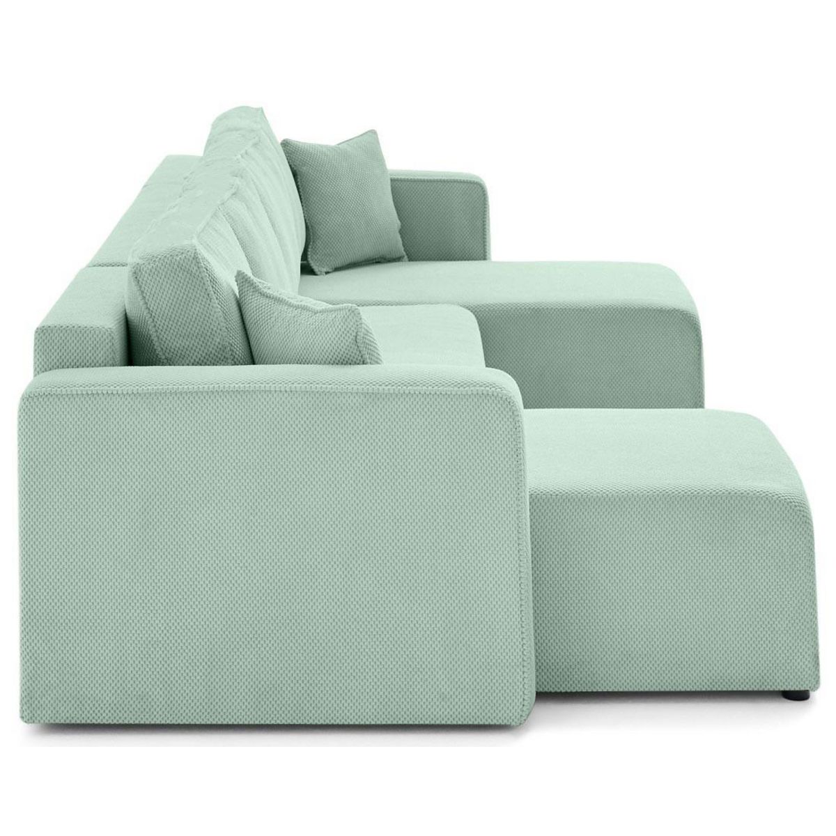 BEST MOBILIER Topaze - canapé panoramique en u 7 places convertible avec coffre en velours texturé