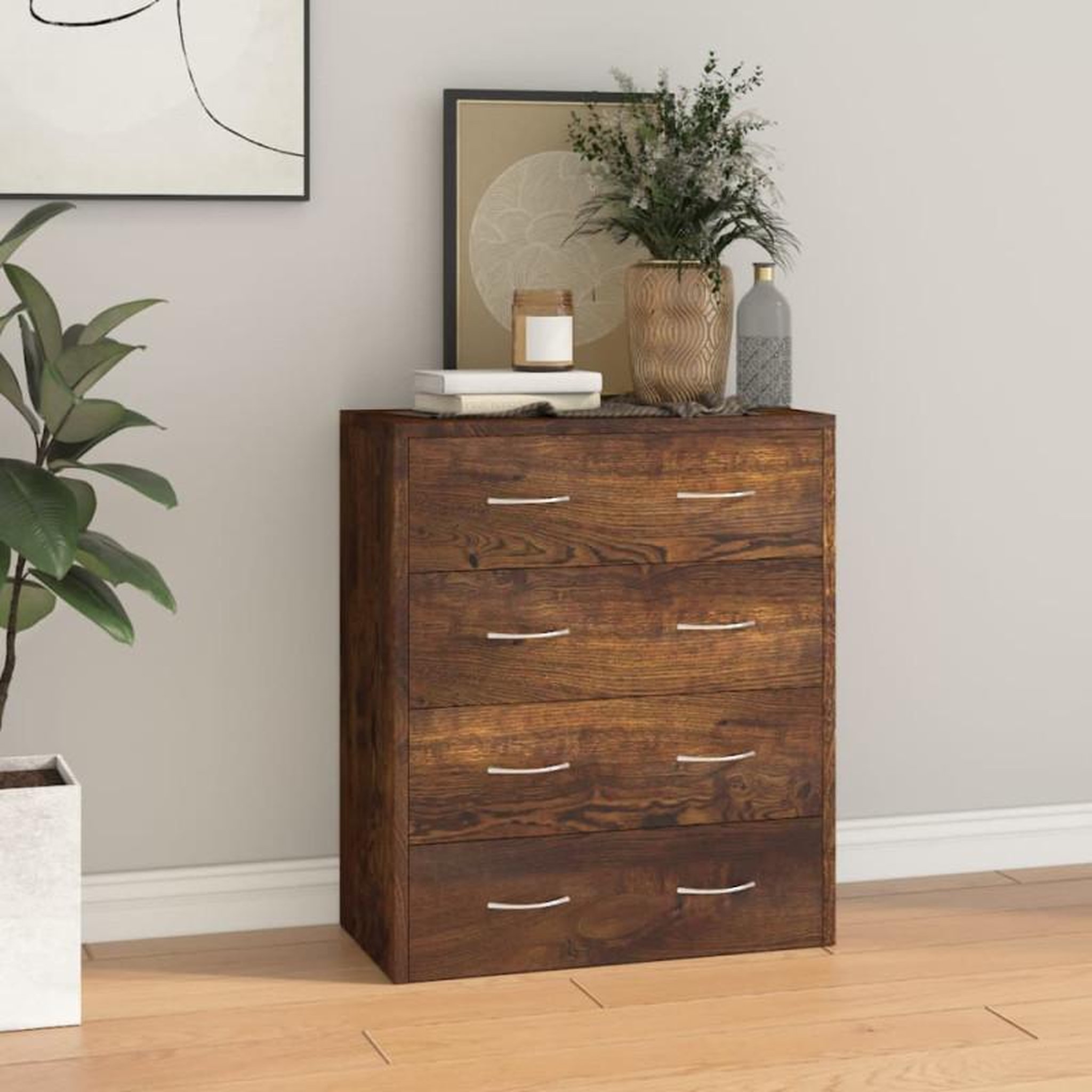 VIDAXL Buffet avec 4 tiroirs 60x30,5x71 cm Chêne fumé