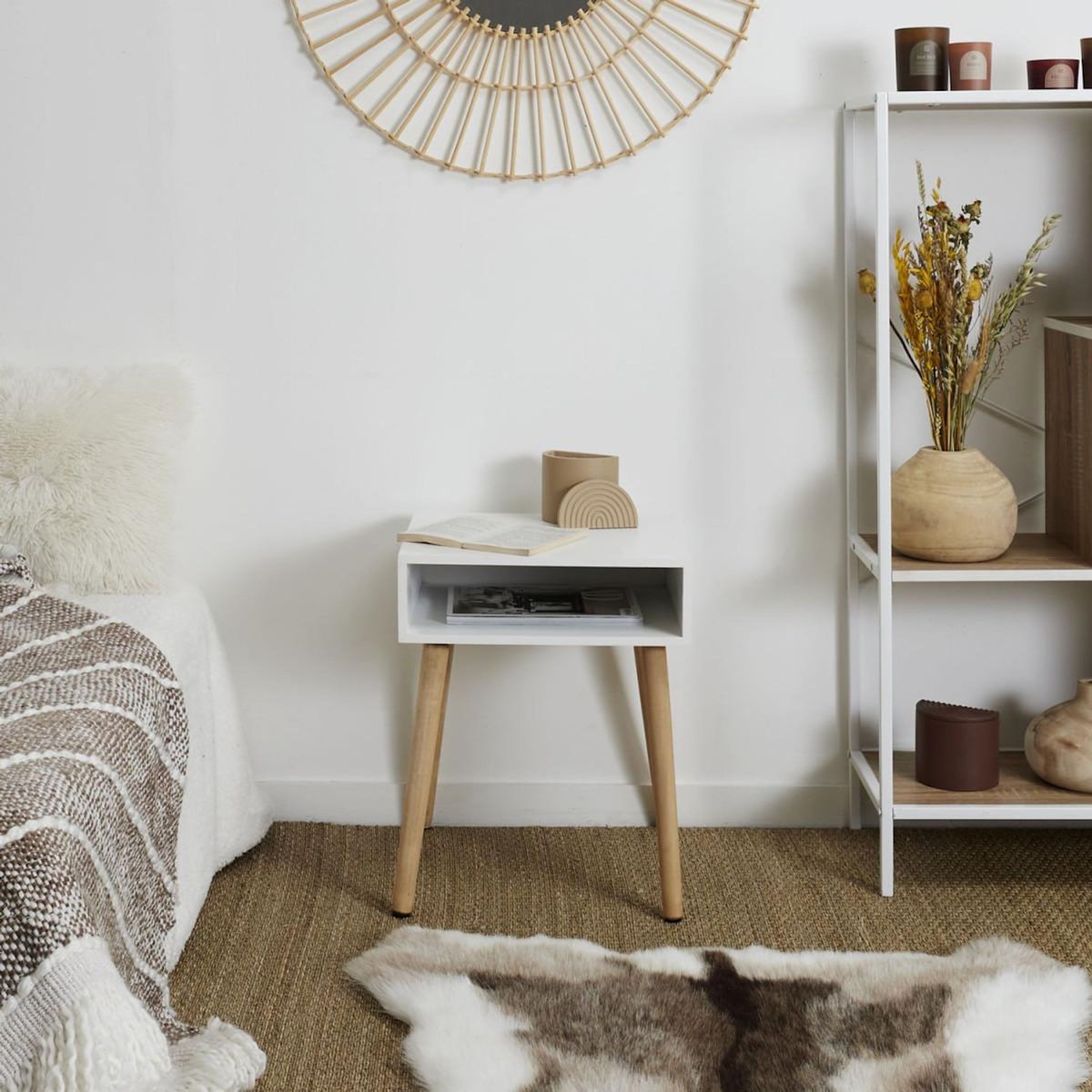 Paris Prix Table de Chevet  Niche  50cm Blanc