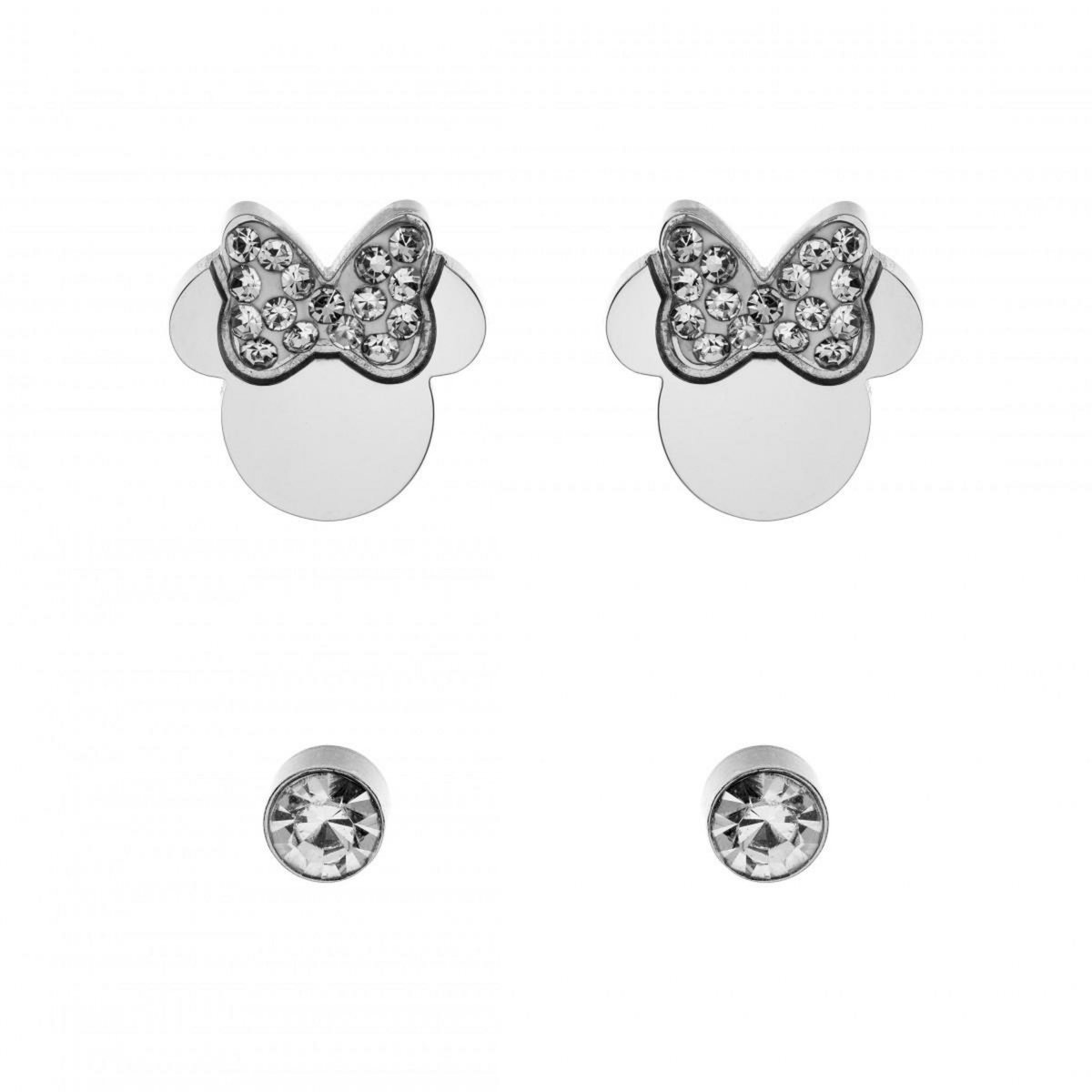 SC CRYSTAL Lot de 2 paires de boucles d'oreilles Disney ornées de Cristaux scintillants - Minnie