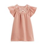 Petit Béguin Robe enfant en gaze de coton Mindanao. Coloris disponibles : Rose