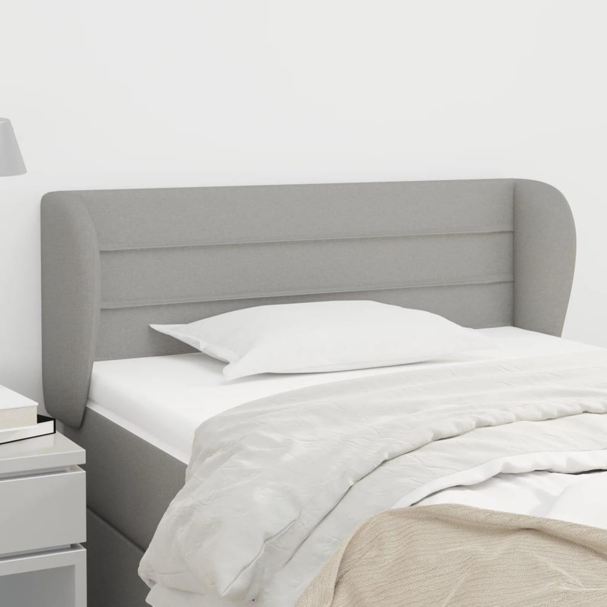Voir la diapositive 1 : VIDAXL Tete de lit avec oreilles Gris clair 103x23x78/88 cm Tissu