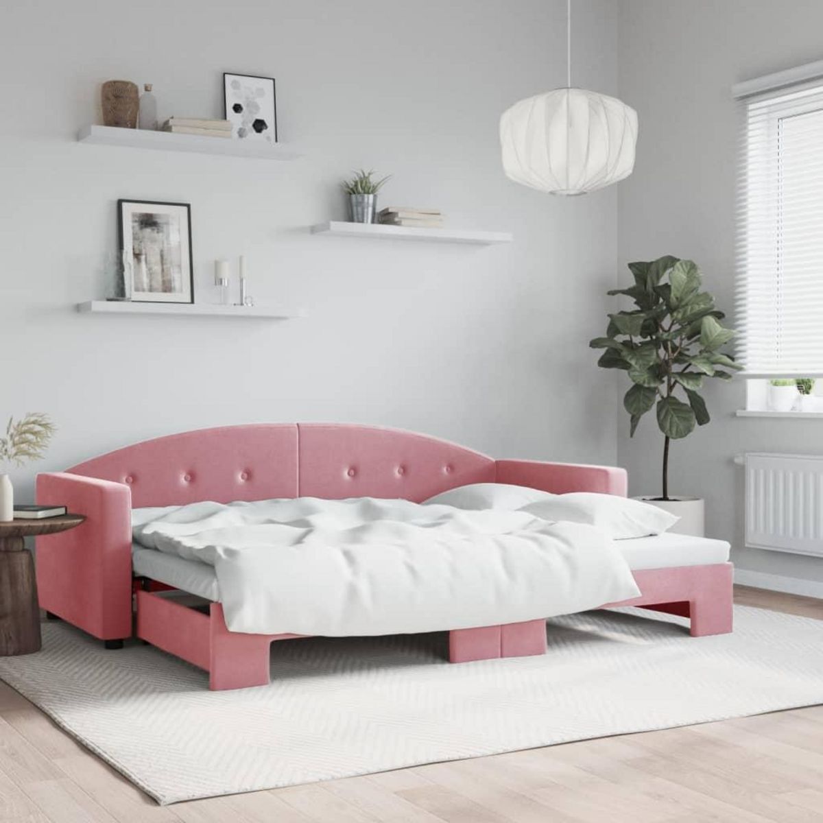 VIDAXL Lit de jour avec gigogne sans matelas rose 80x200 cm