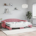 VIDAXL Lit de jour avec gigogne sans matelas rose 80x200 cm