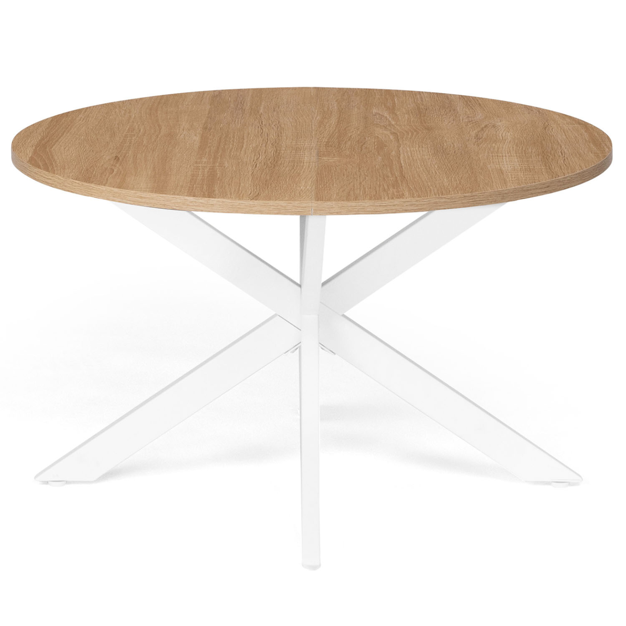 Voir la diapositive 3 : ID MARKET Table basse ronde alix pied araignée 70 cm bois et blanc