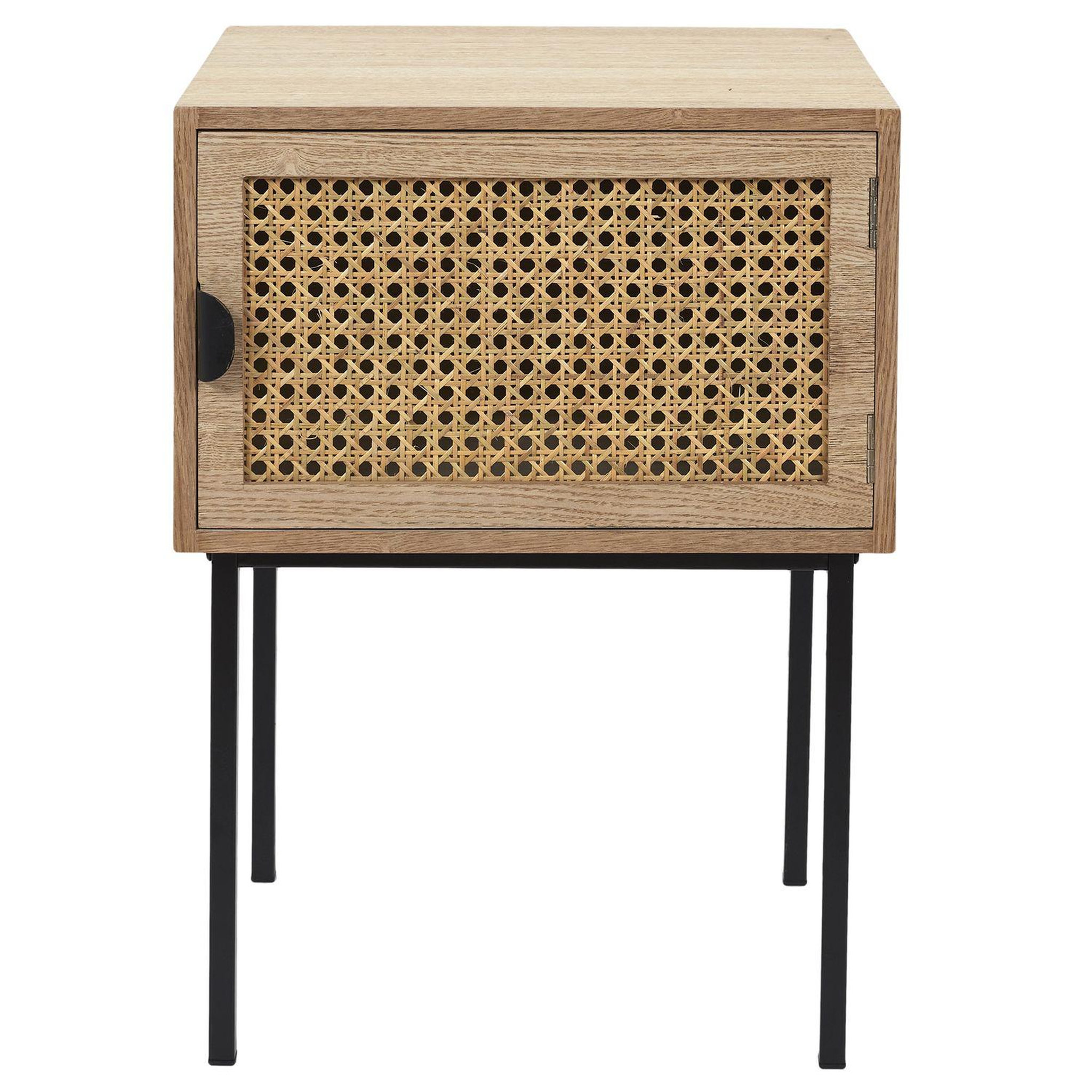 Voir la diapositive 4 : TOILINUX Table de chevet en cannage 1 porte en Bois et métal