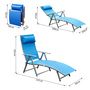 Voir la diapositive 3 : OUTSUNNY Outsunny transat chaise longue bain de soleil pliable dossier inclinable multi-positions têtière fournie 137L x 64l x 101H cm métal époxy textilène bleu