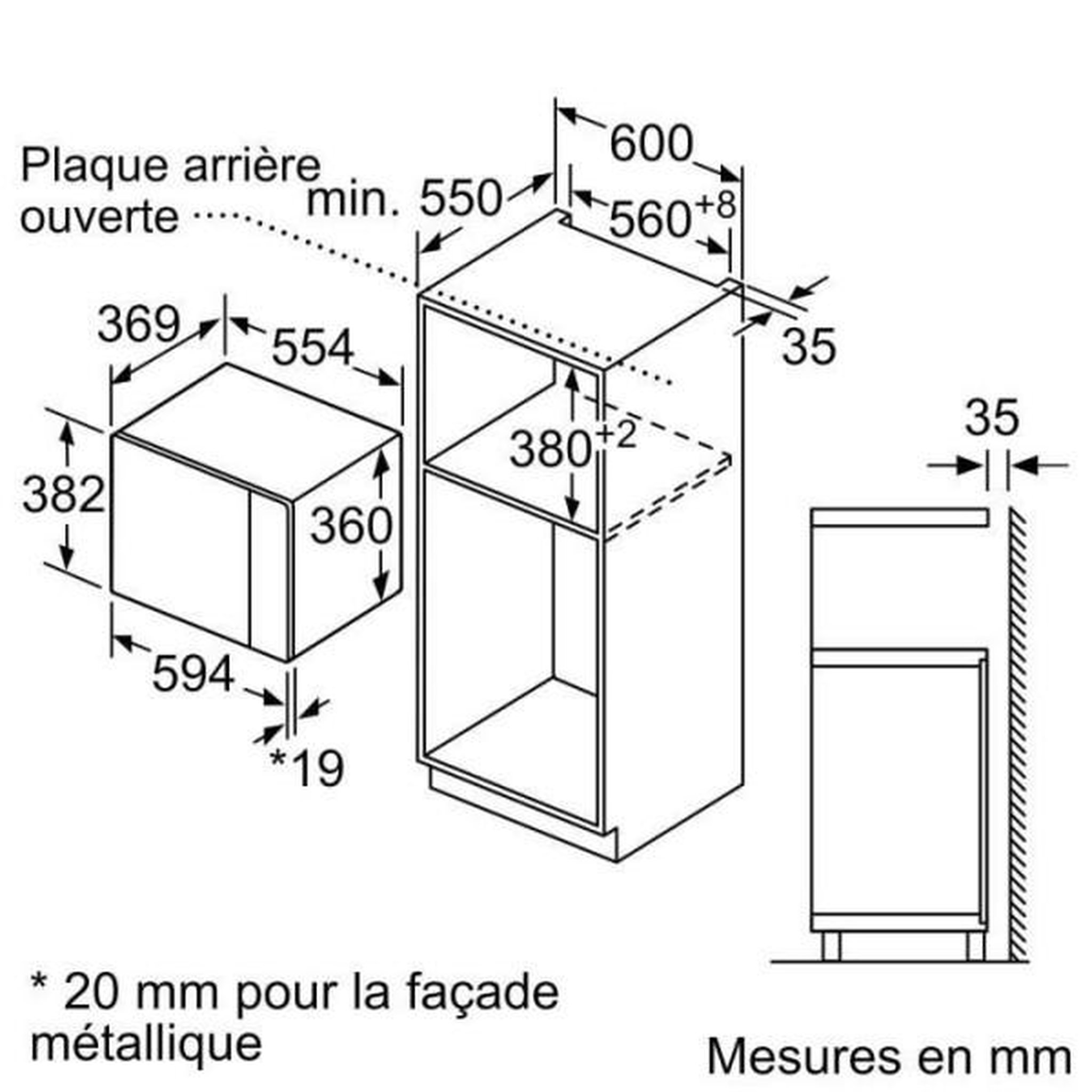 Voir la diapositive 6 : BOSCH Micro-ondes encastrable 25l 900w inox - BFL553MS0