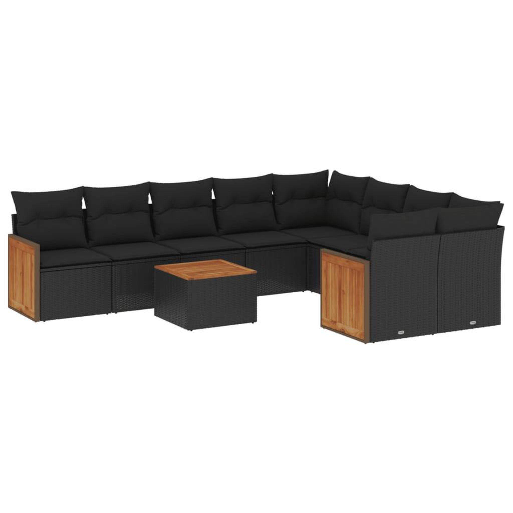 Voir la diapositive 2 : VIDAXL Salon de jardin 10 pcs avec coussins noir resine tressee