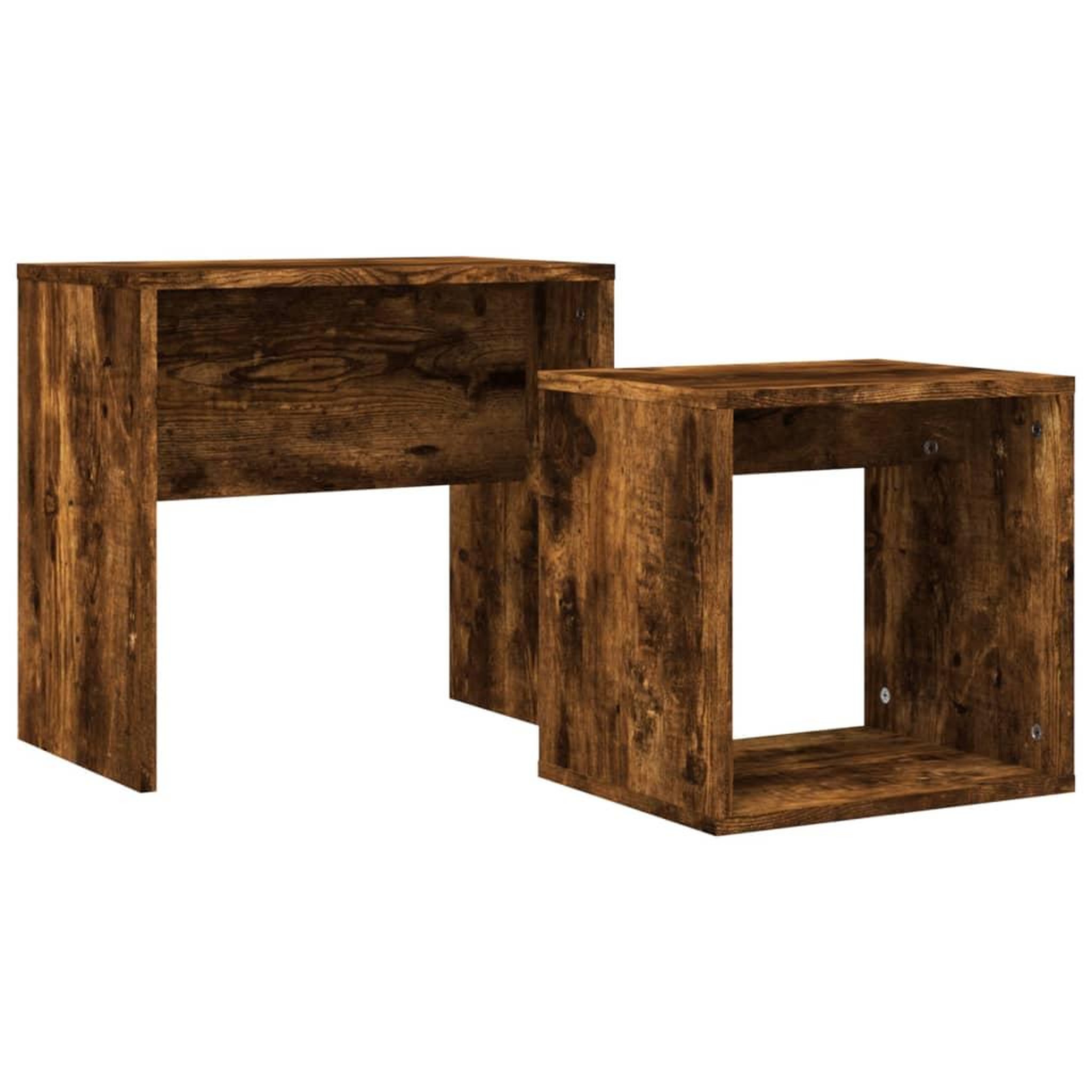 Voir la diapositive 2 : VIDAXL Tables basses gigognes 2 pcs chene fume bois d'ingenierie