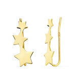 L'ATELIER D'AZUR Boucles d'Oreilles Or 18 Carats 750 Jaune - Contours Grimpeurs - Etoiles