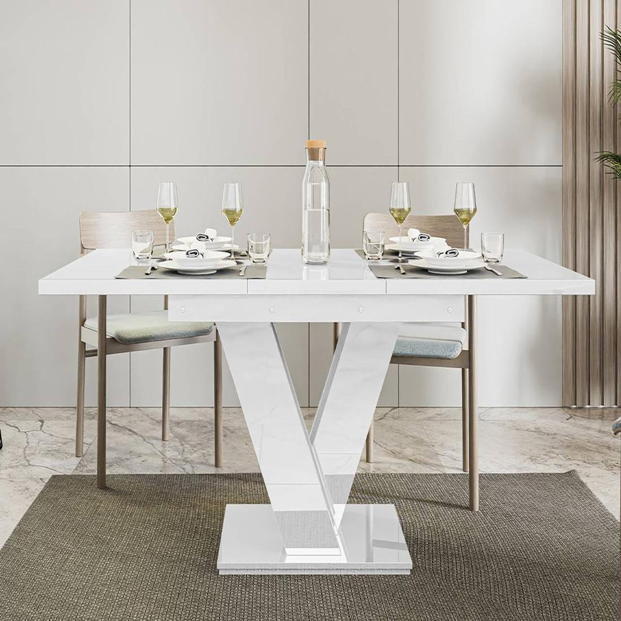 Voir la diapositive 2 : BEST MOBILIER Xandriel - table à manger extensible - blanc - 4 à 6 personnes