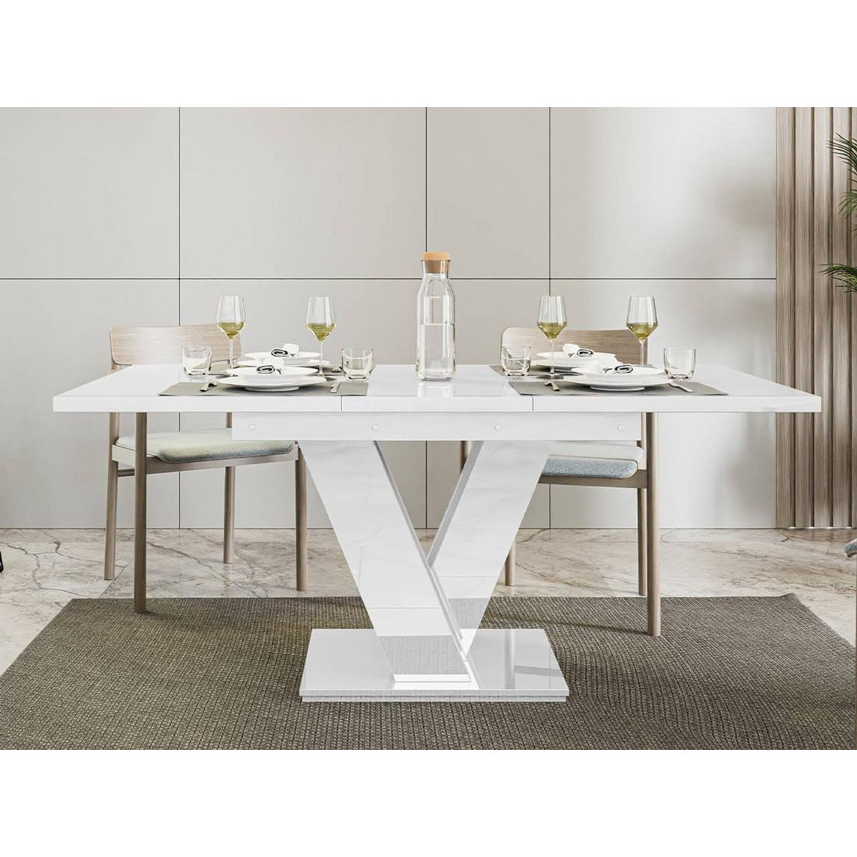 BEST MOBILIER Xandriel - table à manger extensible - blanc - 4 à 6 personnes