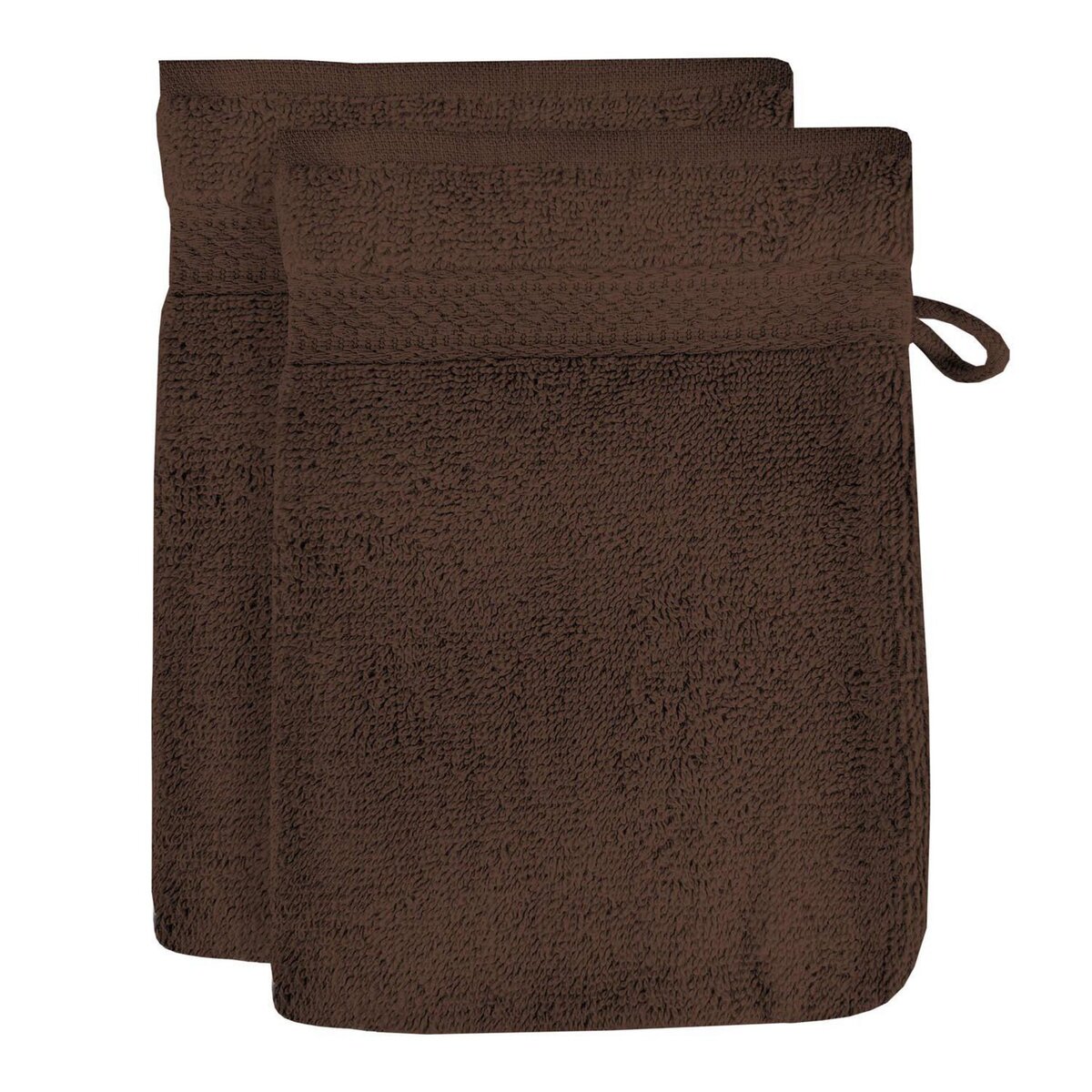 SOLEIL D'OCRE Lot de 2 gants de toilette en coton 500 gr/m2 16x21 cm LAGUNE brun, par Soleil d'ocre