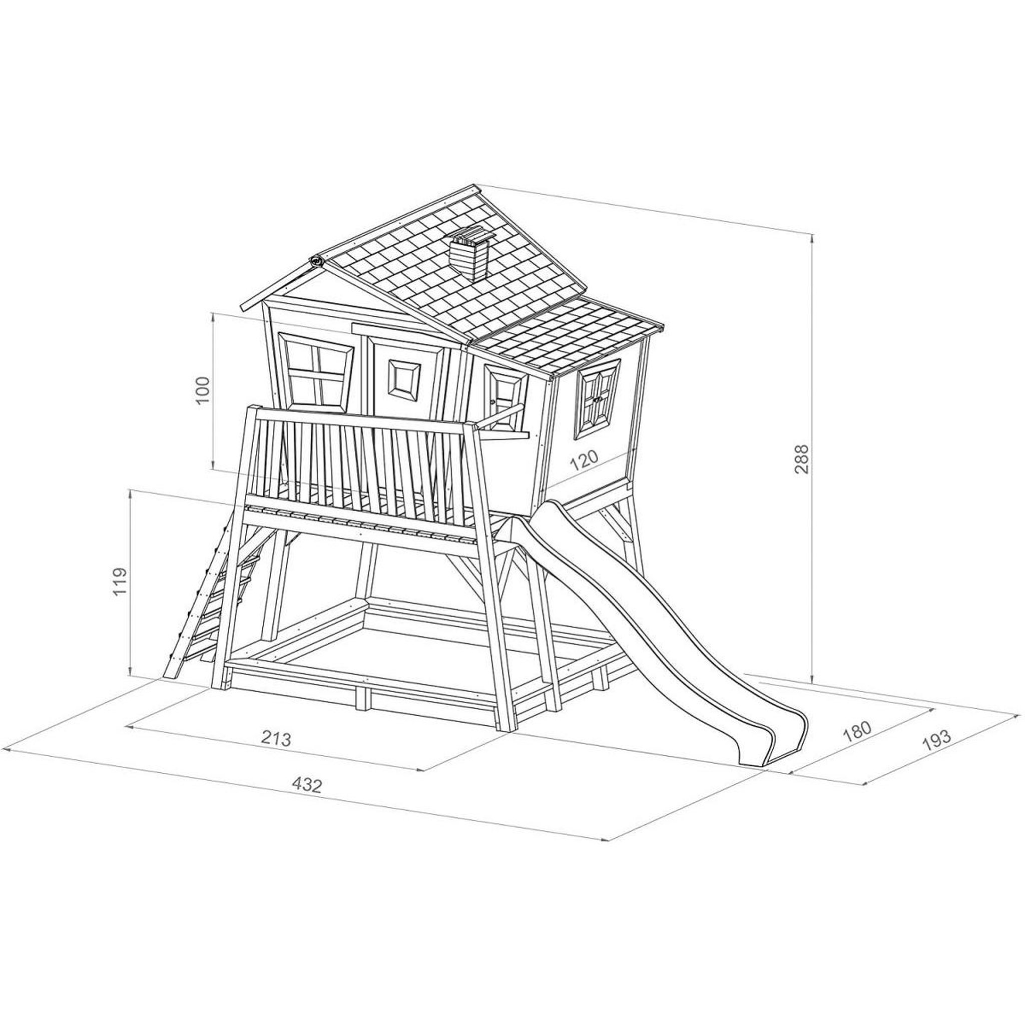 Voir la diapositive 4 : Axi House AXI Maisonnette MAX Brun Blanc avec toboggan Blanc et bac à sable