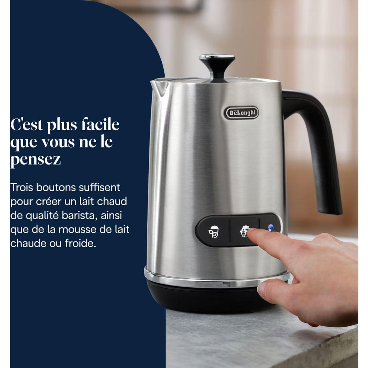 DELONGHI Mousseur à lait LatteMix Métal EMF3.M