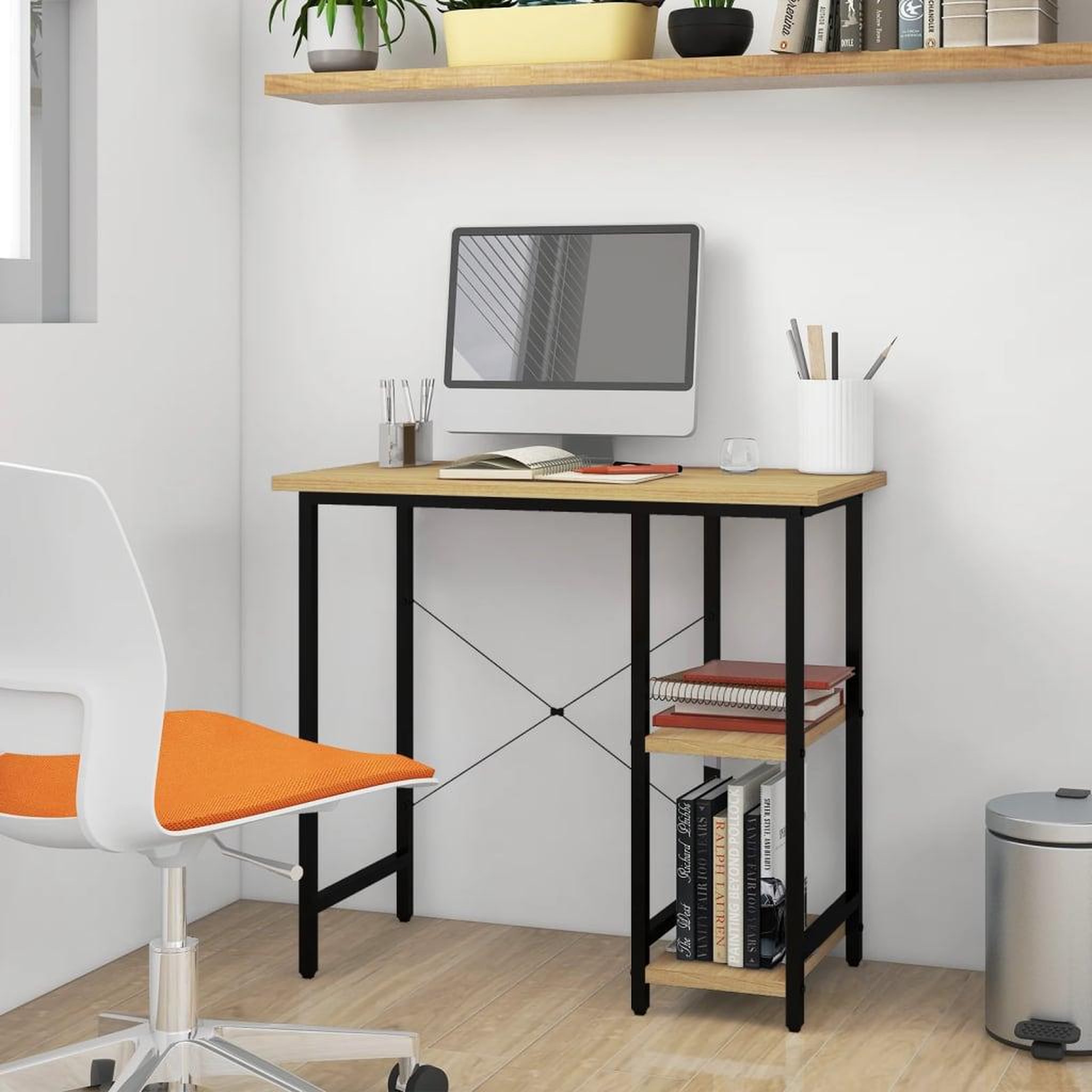 VIDAXL Bureau d'ordinateur Noir et chene clair 80x40x72cm MDF et metal