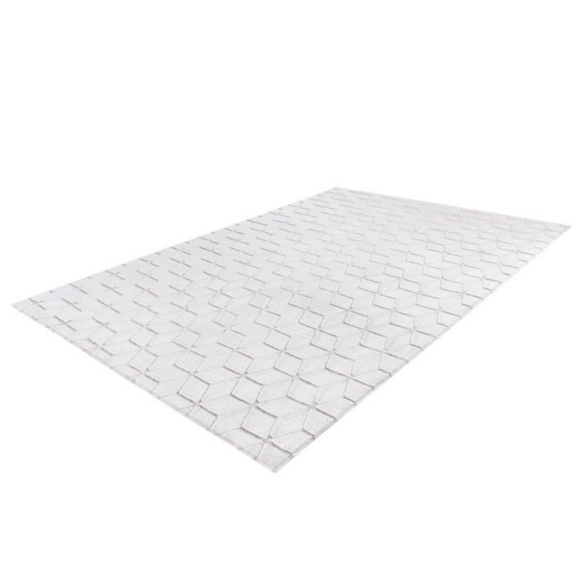 Paris Prix Tapis Shaggy Effet 3D  Vivica  Blanc & Taupe