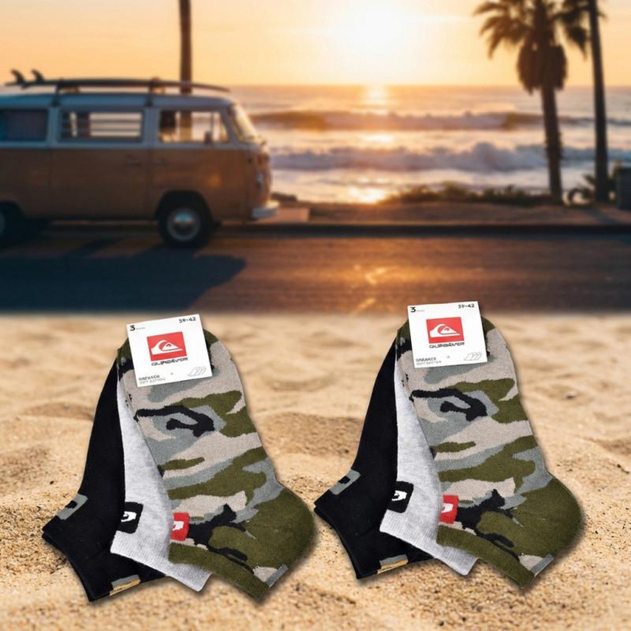 Voir la diapositive 5 : QUIKSILVER Quiksilver pack de chaussettes homme sneaker– lot 6 paires sport