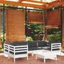 Voir la diapositive 1 : VIDAXL Salon de jardin 7 pcs avec coussins blanc bois de pin