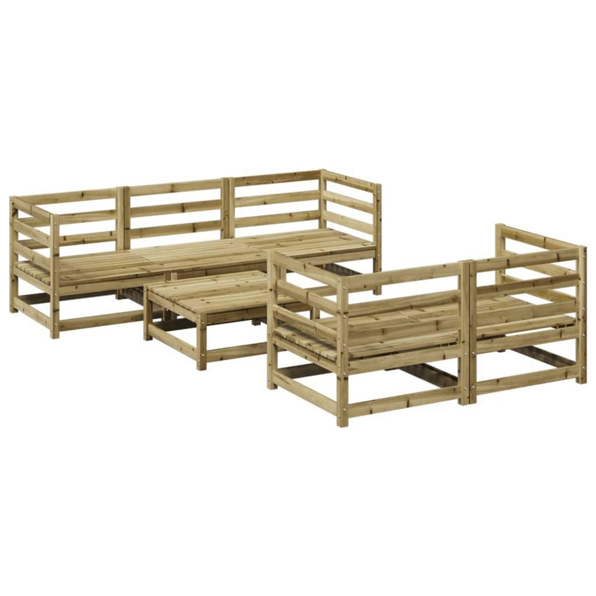 VIDAXL Salon de jardin 6 pcs bois de pin impregne