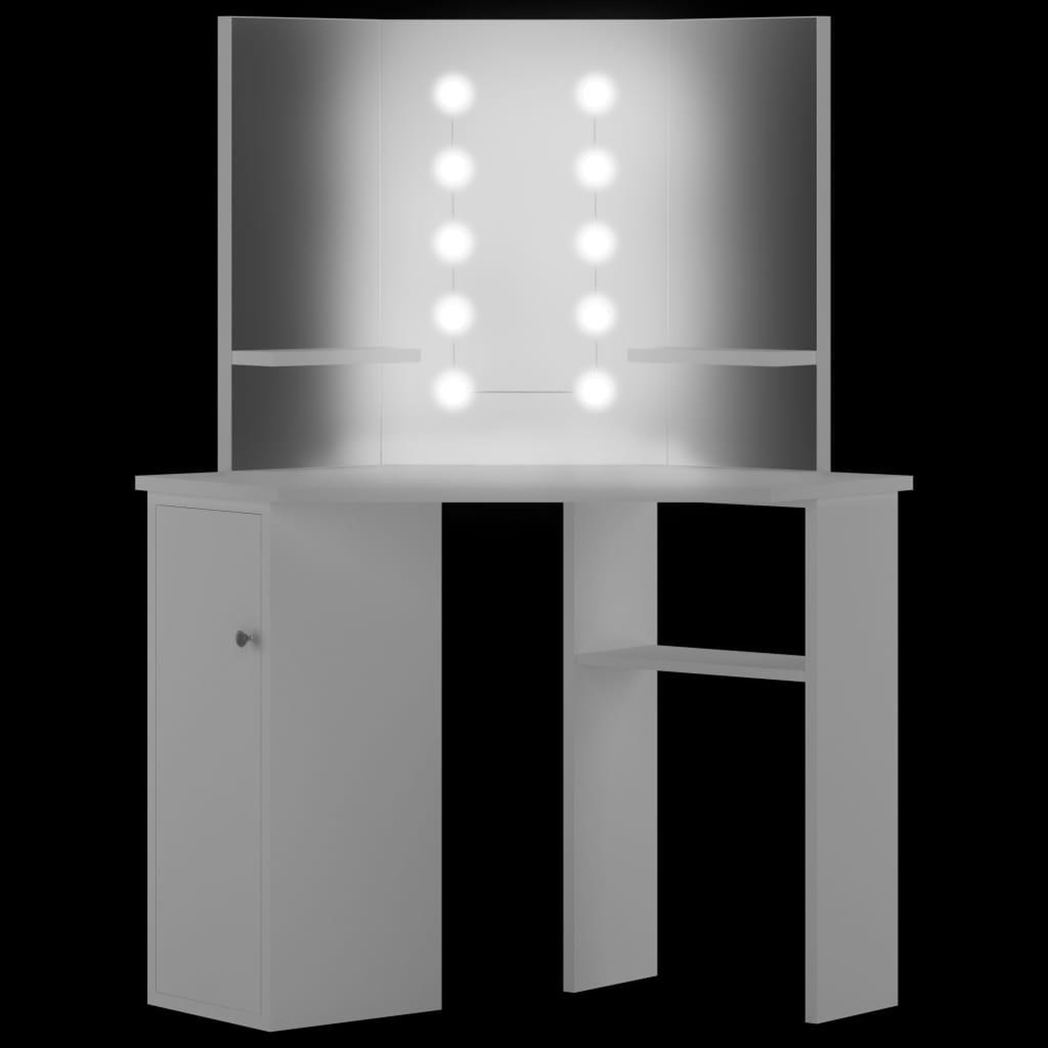 Voir la diapositive 5 : VIDAXL Coiffeuse d'angle table de maquillage lumiere LED Blanc clair