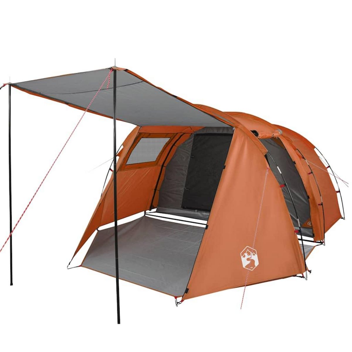 VIDAXL Tente de camping tunnel 4 personnes gris et orange impermeable