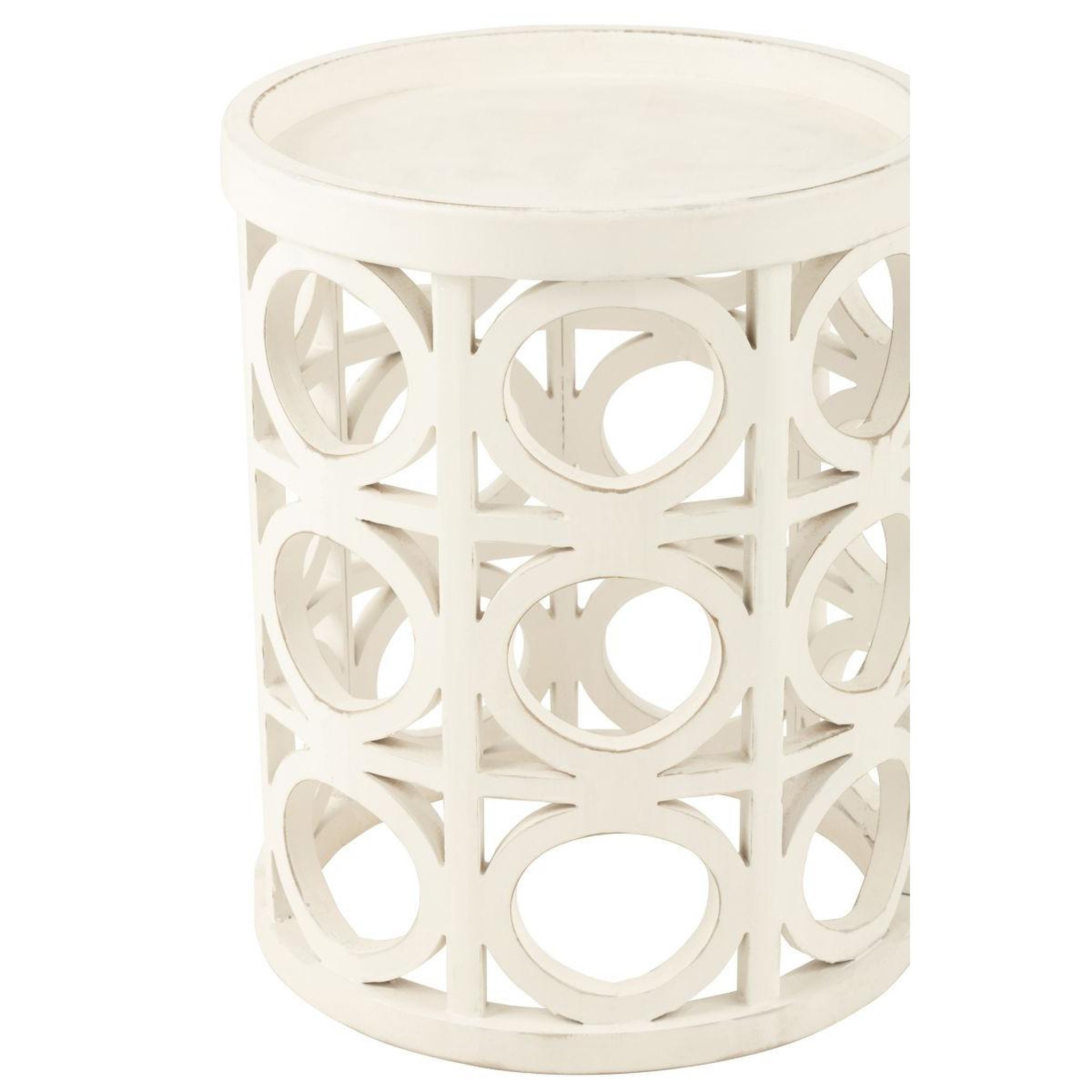 Voir la diapositive 3 : J-LINE Table d'appoint sculptée  charity  50cm blanc