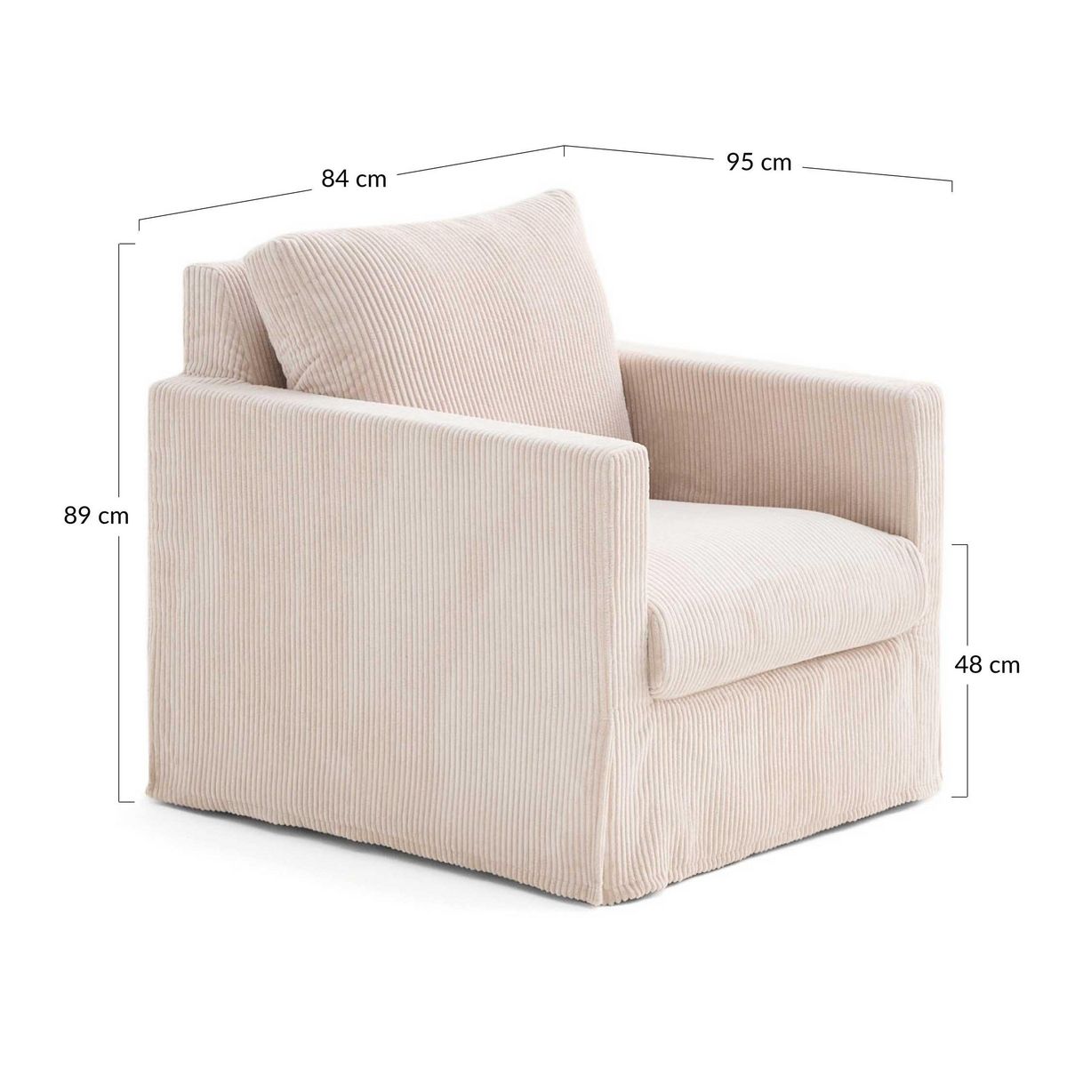 LISA DESIGN Serena - housse en velours côtelé pour fauteuil