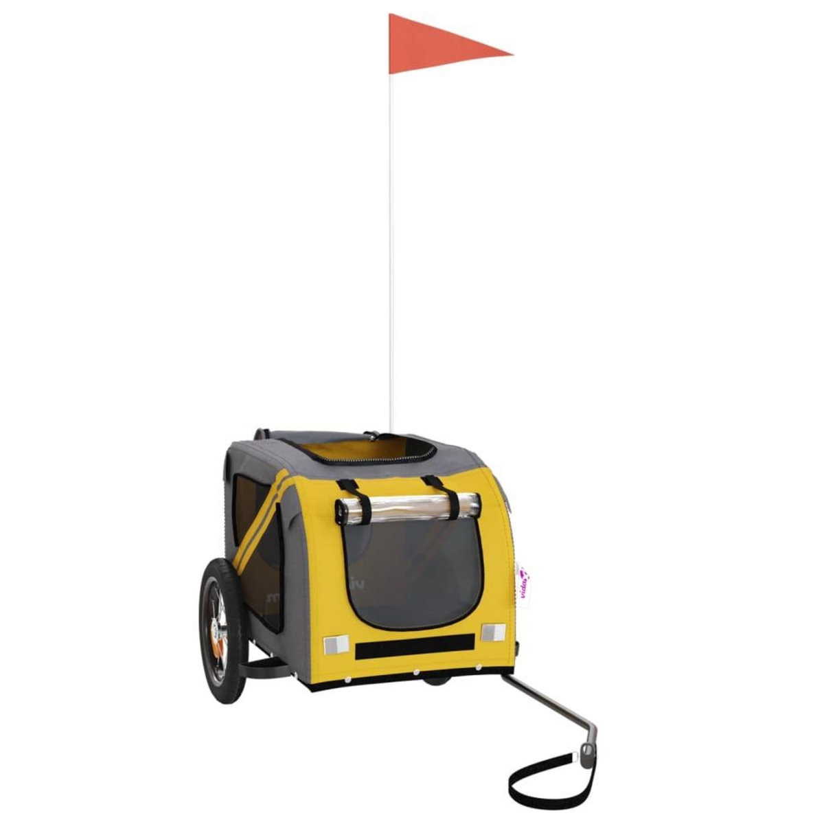VIDAXL Remorque de velo pour animaux de compagnie jaune et gris