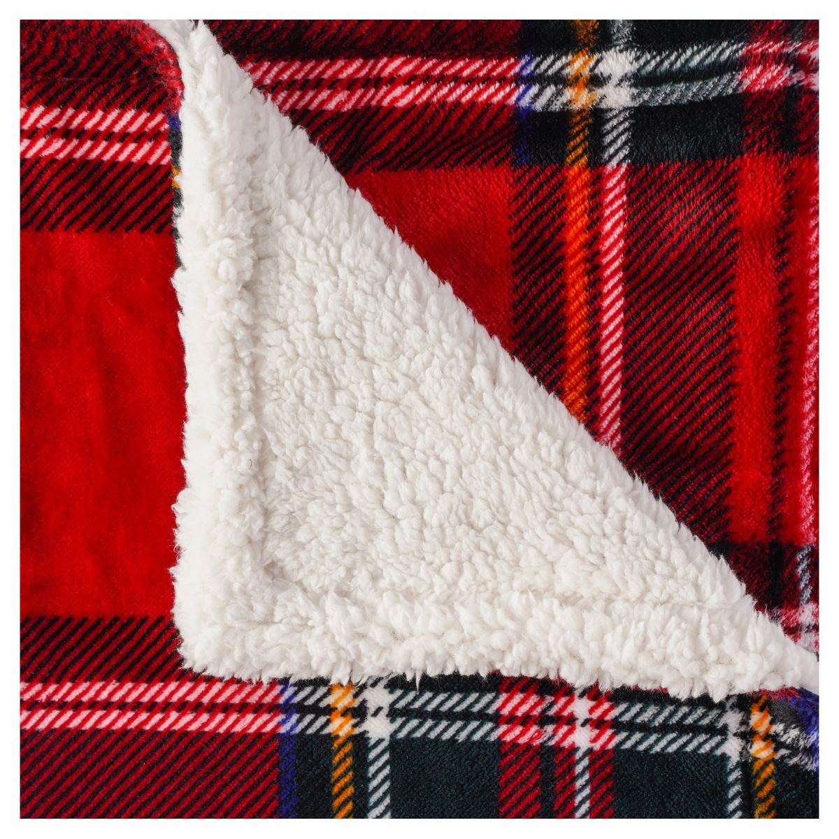 ACTUEL Plaid fantaisie double face motif écossais/sherpa 200g/m² 