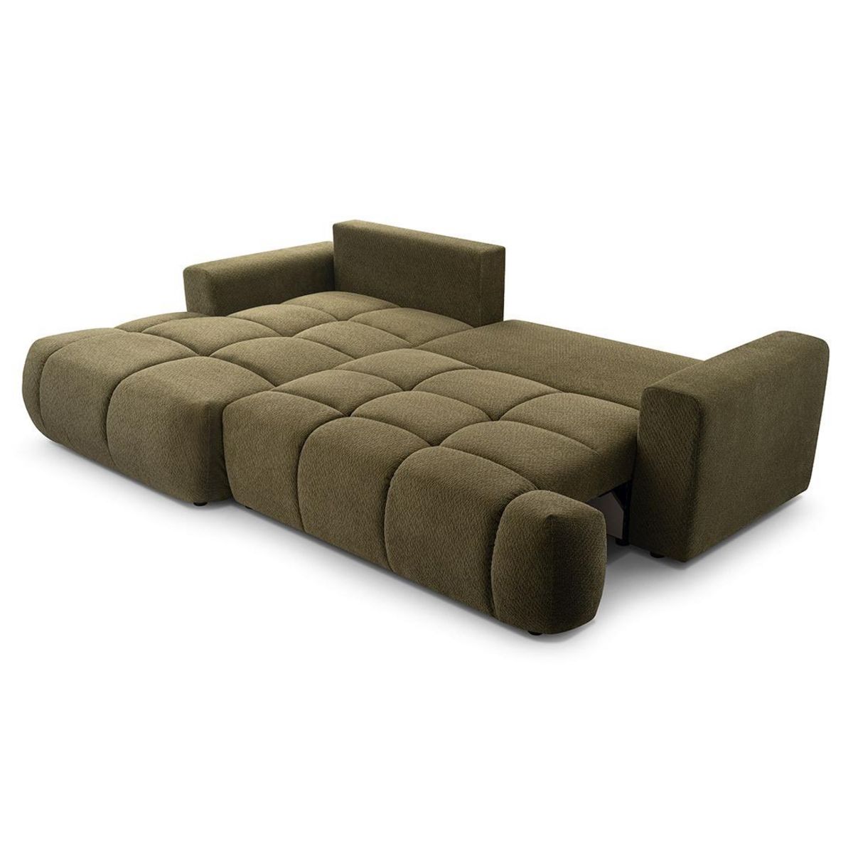 BEST MOBILIER Leonie - canapé d'angle gauche 4 places convertible avec coffre en velours texturé