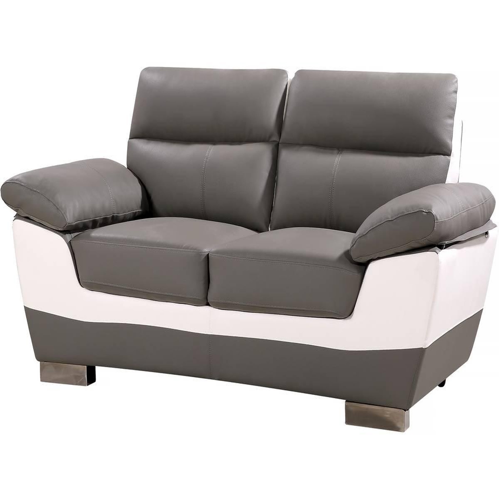 Habitat et Jardin Canapé fixe en cuir reconstitué et pvc   dallas  - 169 x 88 x 90 cm - 2 places - gris/blanc