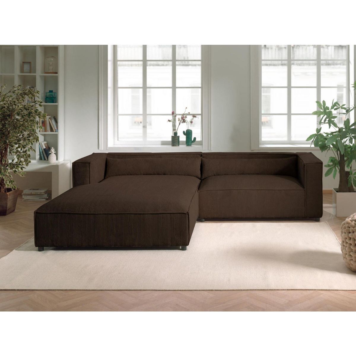 LISA DESIGN Ela - canapé d'angle gauche 4 places - en velours côtelé - style contemporain