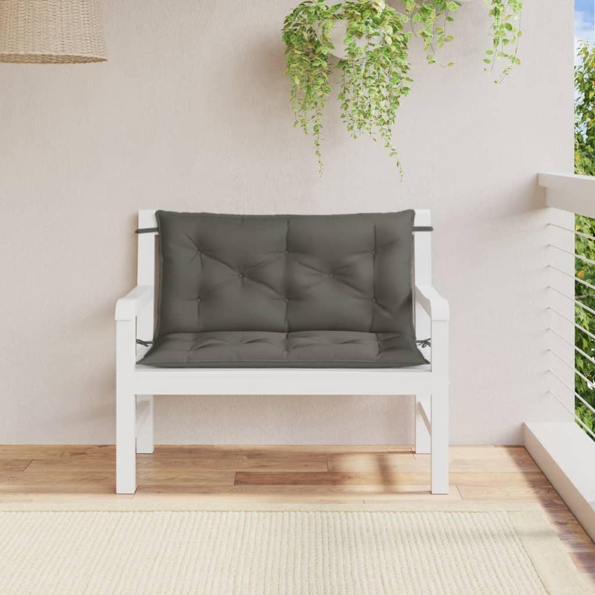 Voir la diapositive 3 : VIDAXL Coussins de banc de jardin lot de 2 gris fonce melange tissu