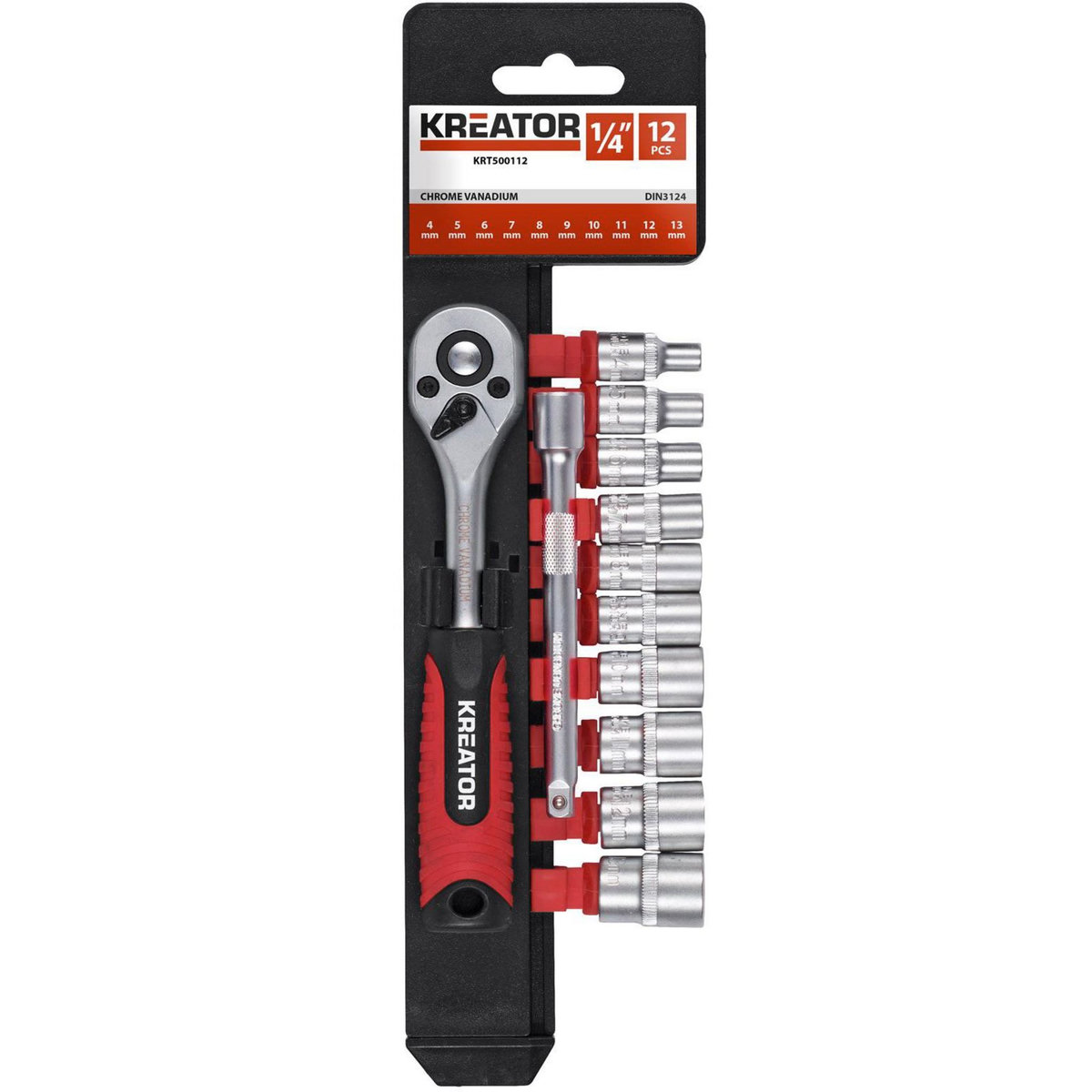 KREATOR Coffret cliquet 1/4 avec douilles  12pcs  Kreator