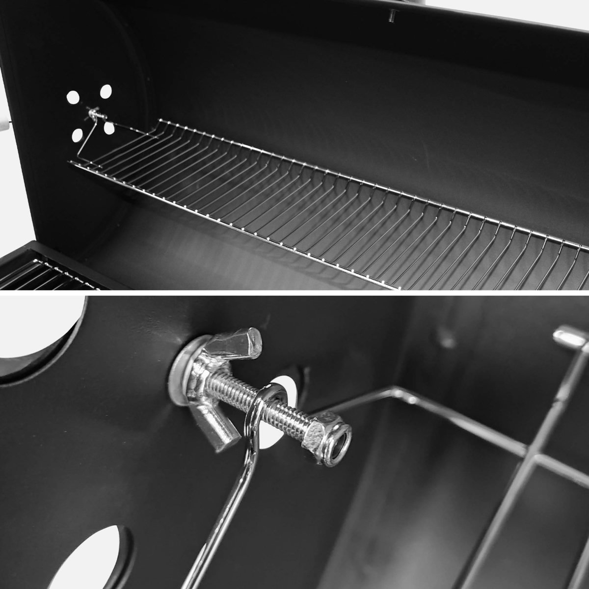 SWEEEK Barbecue américain charbon de bois - Serge noir - Smoker américain avec aérateurs. récupérateur de cendres. fumoir. housse