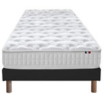 IDLITERIE Ensemble literie ASTRE : matelas ressorts, sommier et accessoires. Coloris disponibles : Gris