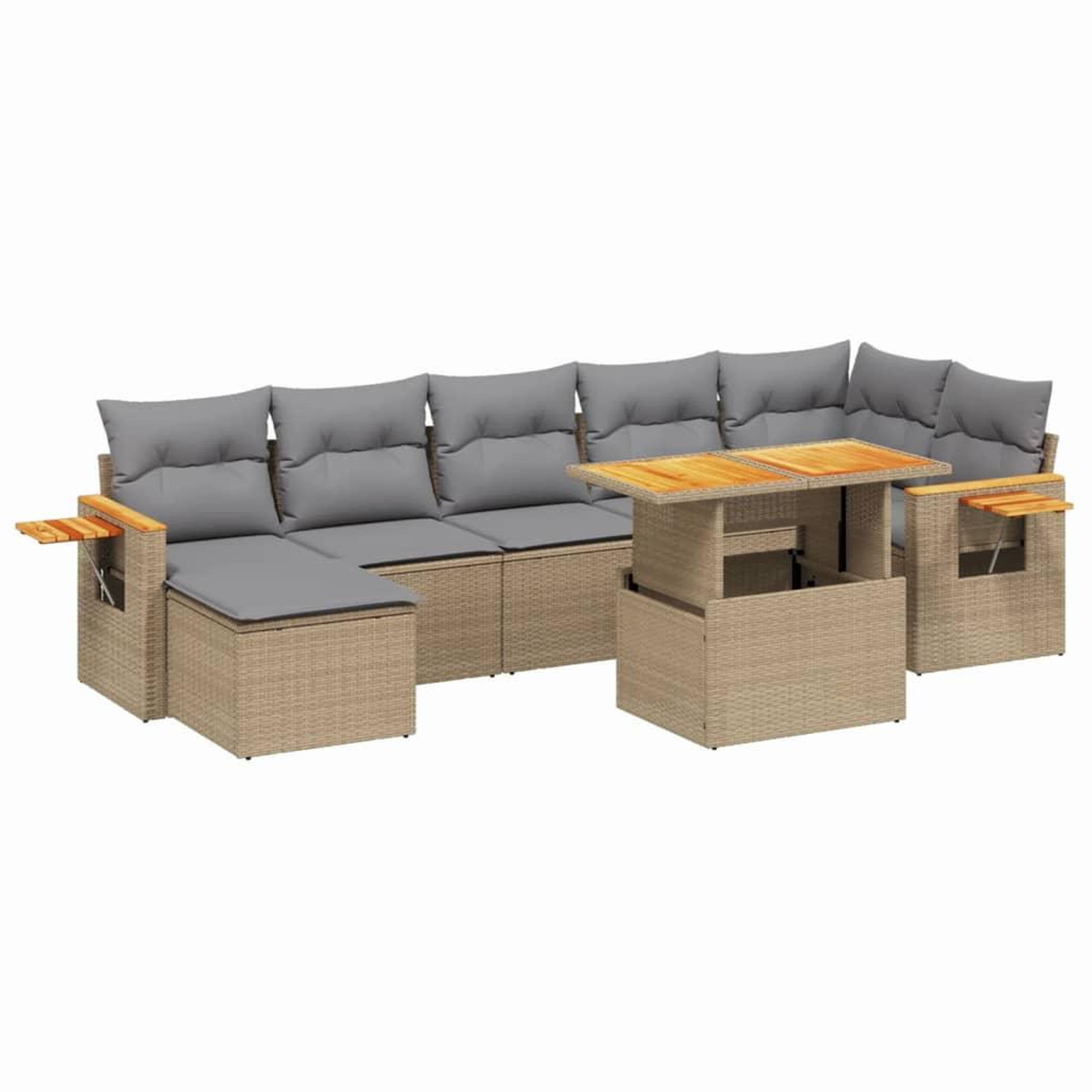 Voir la diapositive 2 : VIDAXL Salon de jardin avec coussins 8 pcs beige resine tressee