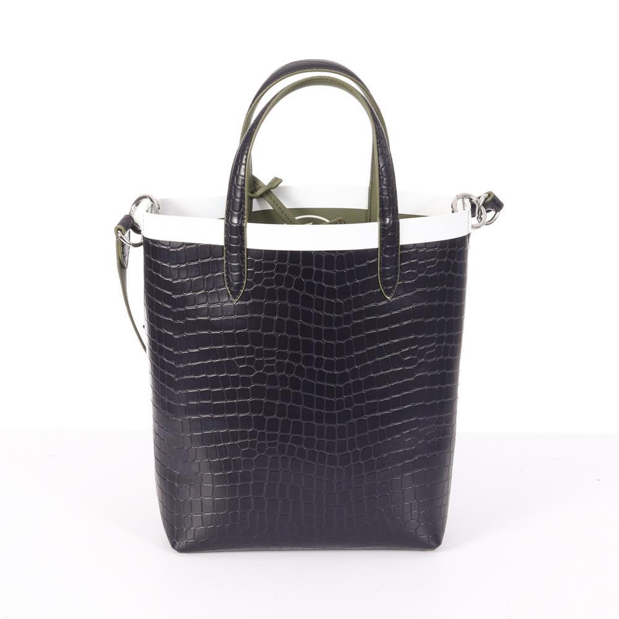 Voir la diapositive 2 : Lacoste Sac à Main Marine/Kaki Femme Lacoste Croc