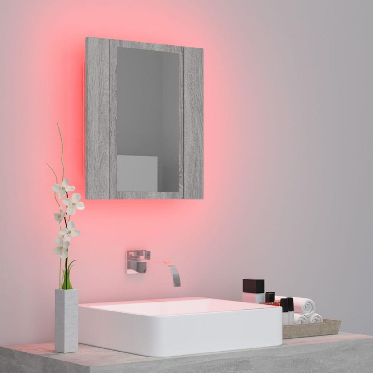 VIDAXL Armoire a miroir LED de salle de bain sonoma gris 40x12x45 cm