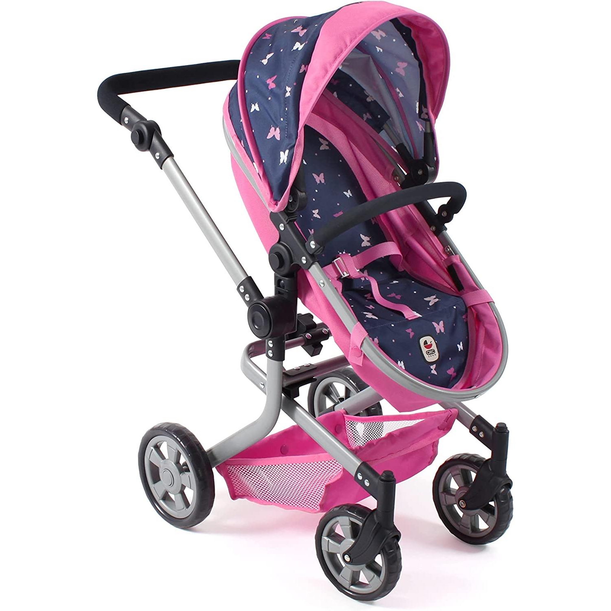 Voir la diapositive 4 : BAYER CHIC 2000 Poussette de poupée combinée 2 en 1 MIKA bleu et rose Papillon
