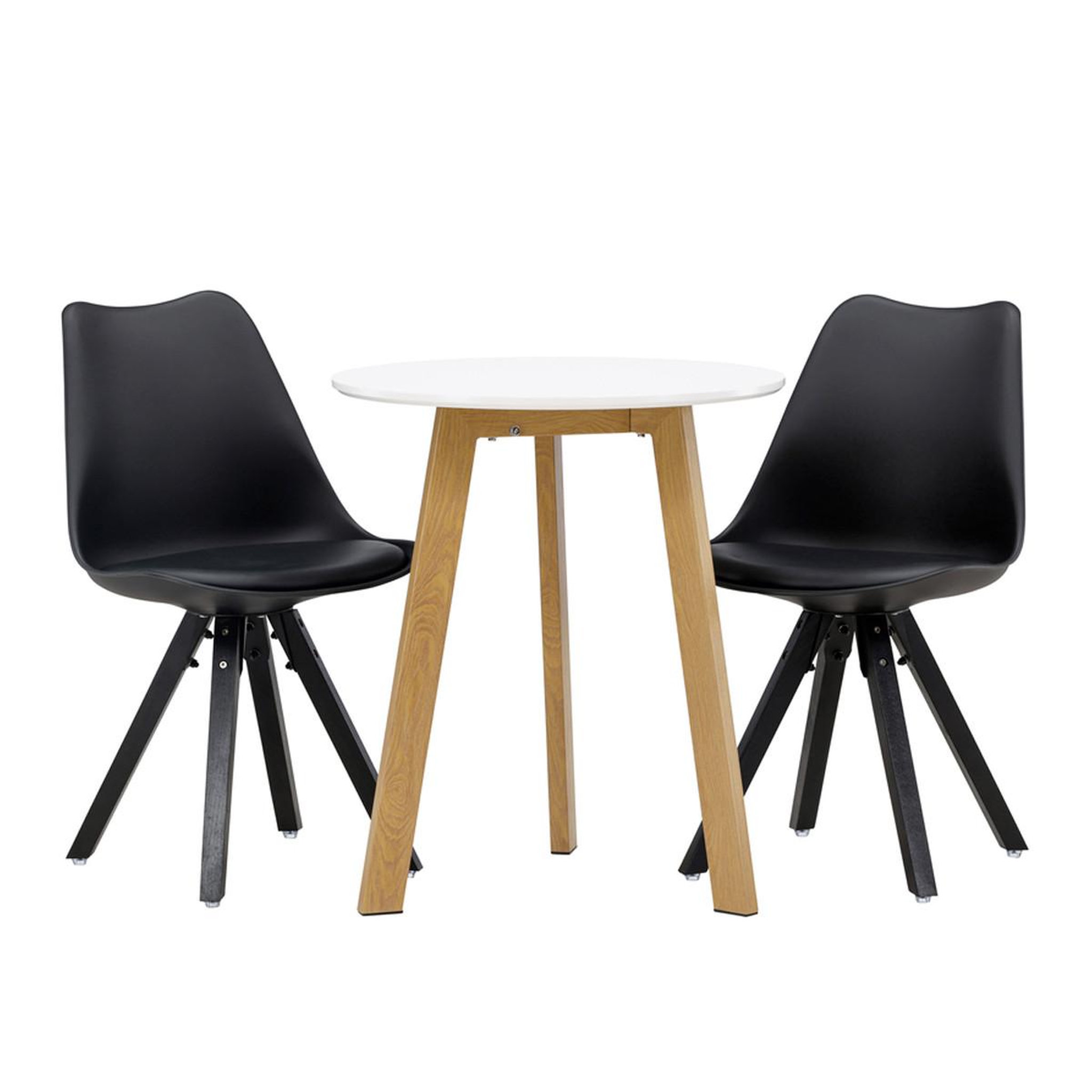 Paris Prix Ensemble table à manger & 2 chaises  leonora & zeno  65cm noir & blanc