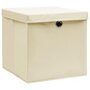 Voir la diapositive 2 : VIDAXL Boîtes de rangement a couvercles 4 pcs Creme 32x32x32 cm Tissu