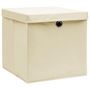 Voir la diapositive 2 : VIDAXL Boîtes de rangement a couvercles 4 pcs Creme 32x32x32 cm Tissu