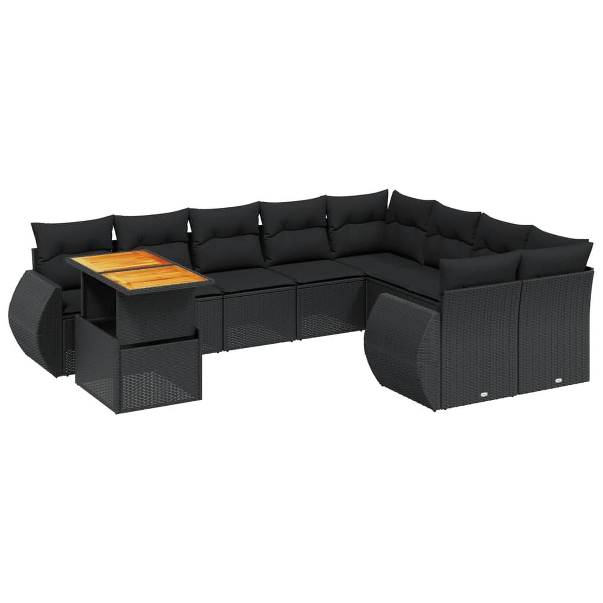 Voir la diapositive 2 : VIDAXL Salon de jardin 10 pcs avec coussins noir resine tressee